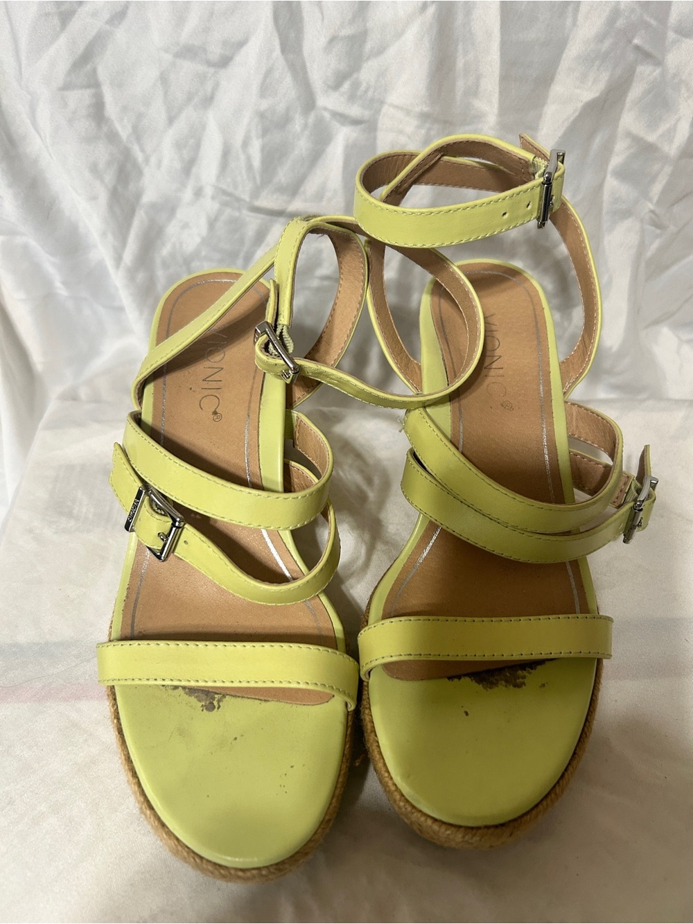 Vionic Yellow Strappy Espadrille Wedge Sandals